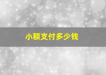 小额支付多少钱