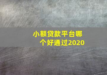 小额贷款平台哪个好通过2020