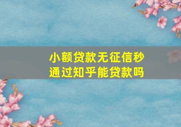 小额贷款无征信秒通过知乎能贷款吗