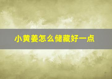 小黄姜怎么储藏好一点