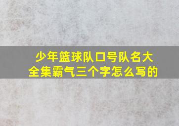 少年篮球队口号队名大全集霸气三个字怎么写的