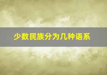 少数民族分为几种语系