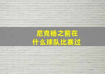 尼克杨之前在什么球队比赛过