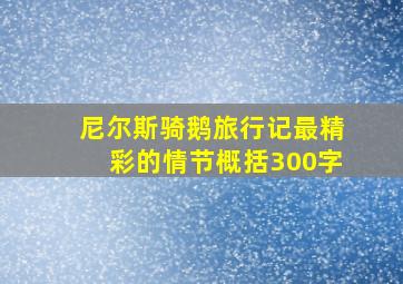 尼尔斯骑鹅旅行记最精彩的情节概括300字