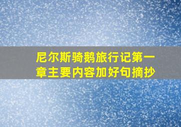 尼尔斯骑鹅旅行记第一章主要内容加好句摘抄