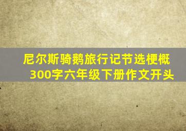 尼尔斯骑鹅旅行记节选梗概300字六年级下册作文开头