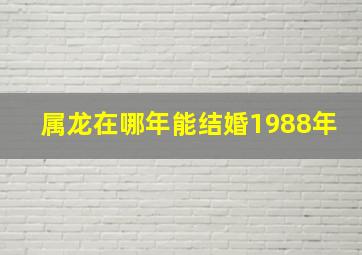 属龙在哪年能结婚1988年