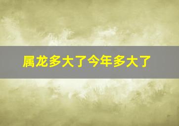 属龙多大了今年多大了