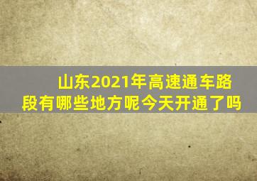 山东2021年高速通车路段有哪些地方呢今天开通了吗