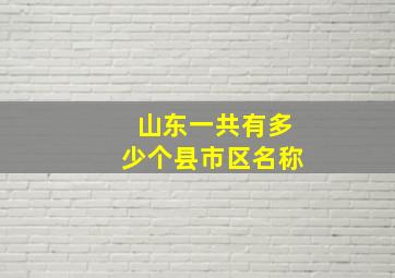 山东一共有多少个县市区名称