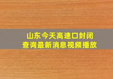 山东今天高速口封闭查询最新消息视频播放