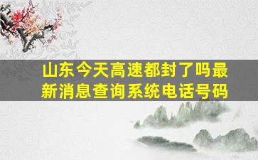 山东今天高速都封了吗最新消息查询系统电话号码