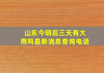 山东今明后三天有大雨吗最新消息查询电话