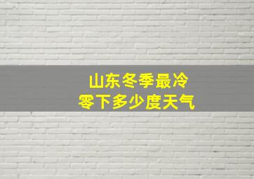 山东冬季最冷零下多少度天气