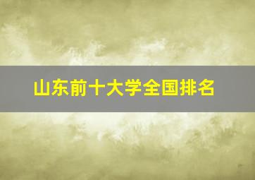 山东前十大学全国排名