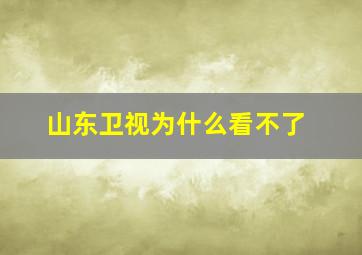 山东卫视为什么看不了