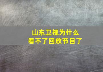 山东卫视为什么看不了回放节目了