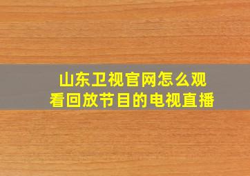 山东卫视官网怎么观看回放节目的电视直播