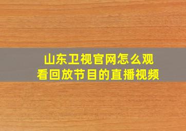 山东卫视官网怎么观看回放节目的直播视频