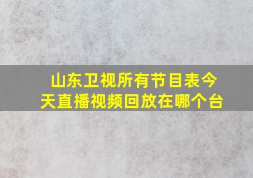 山东卫视所有节目表今天直播视频回放在哪个台