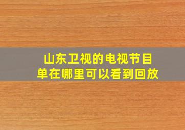 山东卫视的电视节目单在哪里可以看到回放