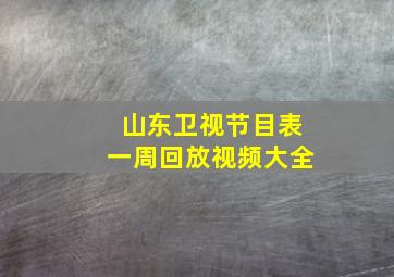 山东卫视节目表一周回放视频大全