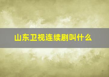 山东卫视连续剧叫什么