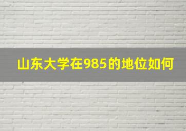 山东大学在985的地位如何