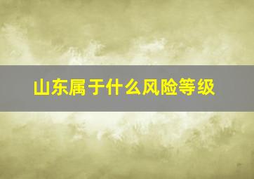 山东属于什么风险等级