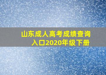 山东成人高考成绩查询入口2020年级下册