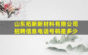 山东拓新新材料有限公司招聘信息电话号码是多少