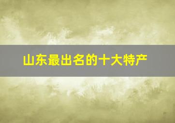 山东最出名的十大特产