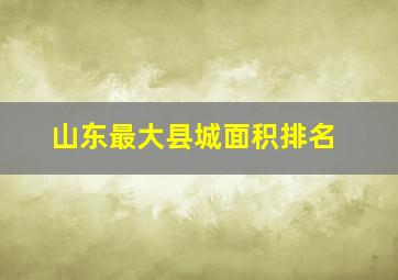 山东最大县城面积排名