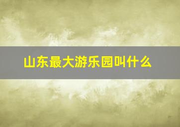 山东最大游乐园叫什么