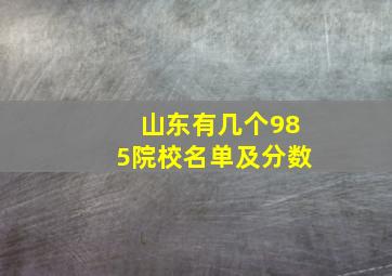 山东有几个985院校名单及分数