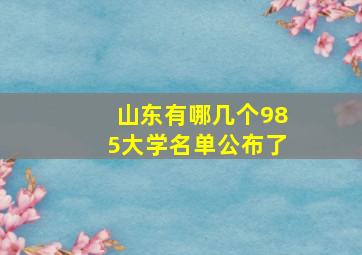 山东有哪几个985大学名单公布了