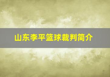 山东李平篮球裁判简介