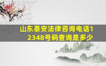 山东泰安法律咨询电话12348号码查询是多少