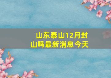 山东泰山12月封山吗最新消息今天