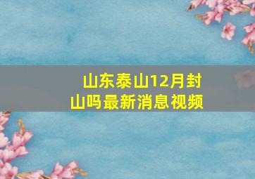 山东泰山12月封山吗最新消息视频