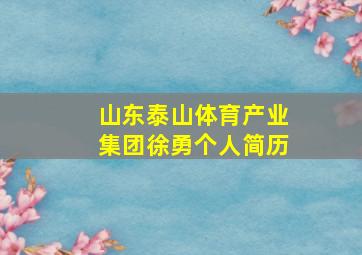 山东泰山体育产业集团徐勇个人简历