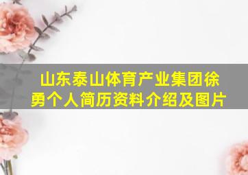 山东泰山体育产业集团徐勇个人简历资料介绍及图片