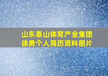 山东泰山体育产业集团徐勇个人简历资料图片