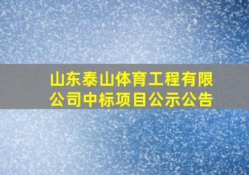 山东泰山体育工程有限公司中标项目公示公告