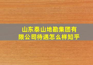 山东泰山地勘集团有限公司待遇怎么样知乎