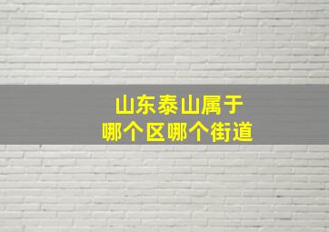 山东泰山属于哪个区哪个街道