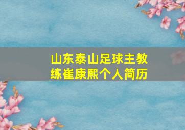 山东泰山足球主教练崔康熙个人简历