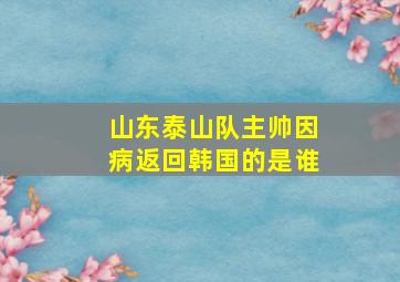 山东泰山队主帅因病返回韩国的是谁