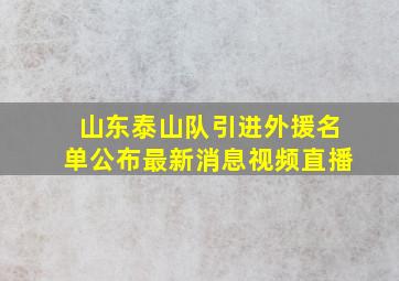 山东泰山队引进外援名单公布最新消息视频直播