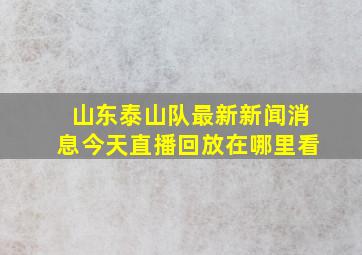 山东泰山队最新新闻消息今天直播回放在哪里看